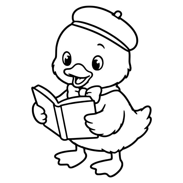 Reading Duckling in Beret and Bow Tie — free animal SVG cut file