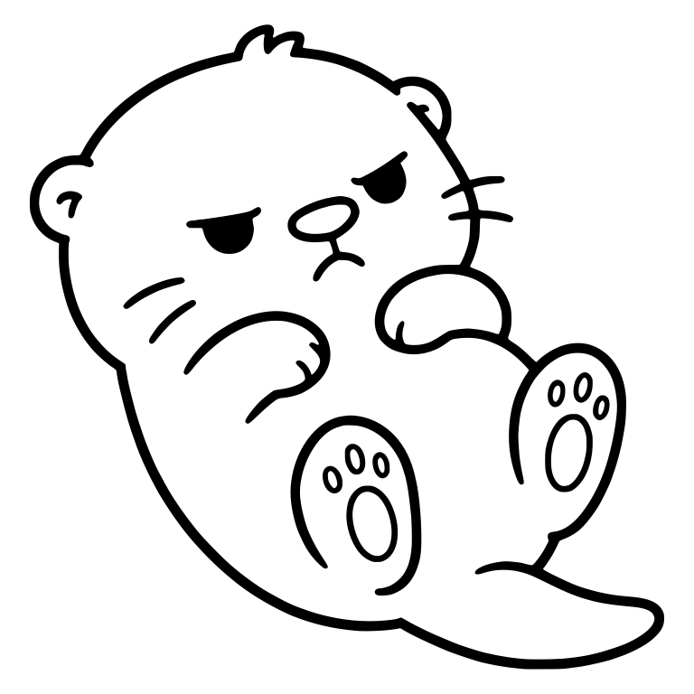 Sulky Otter on Back With Paws on Belly — free animal SVG cut file