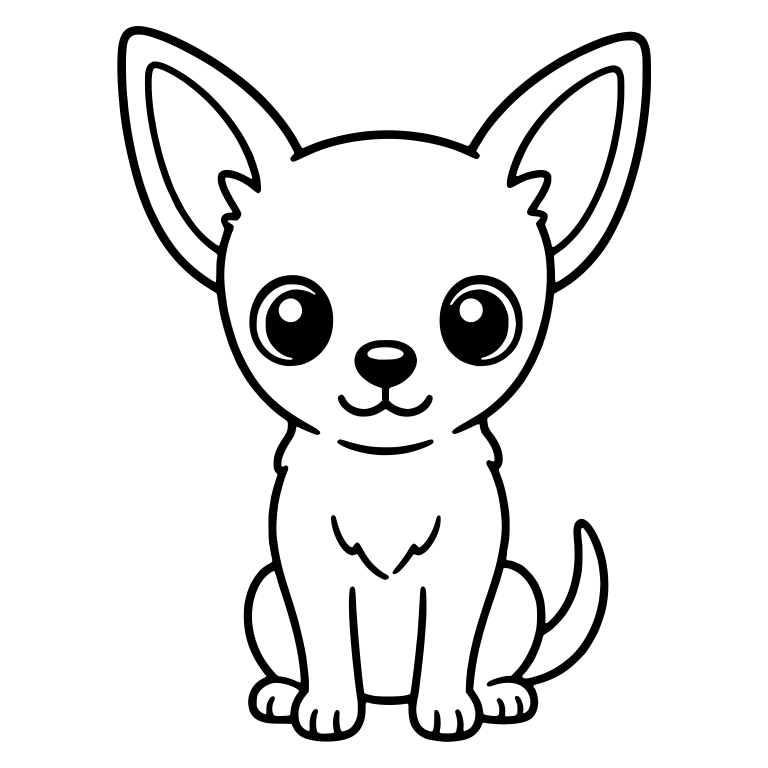 Alert Chihuahua Puppy Sitting With Big Round Eyes — free animal SVG cut file