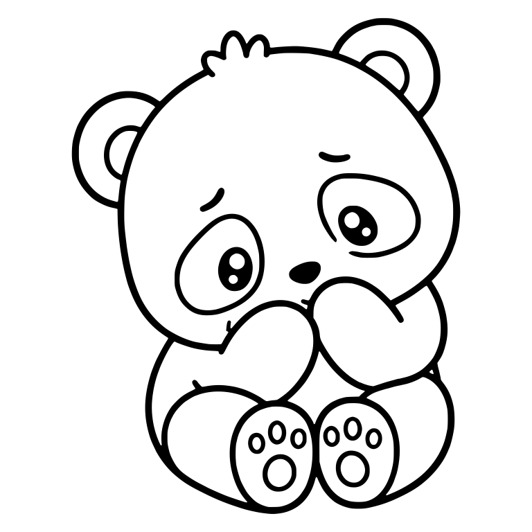 Sad Panda Cub Sitting With Paws at Mouth — free animal SVG cut file