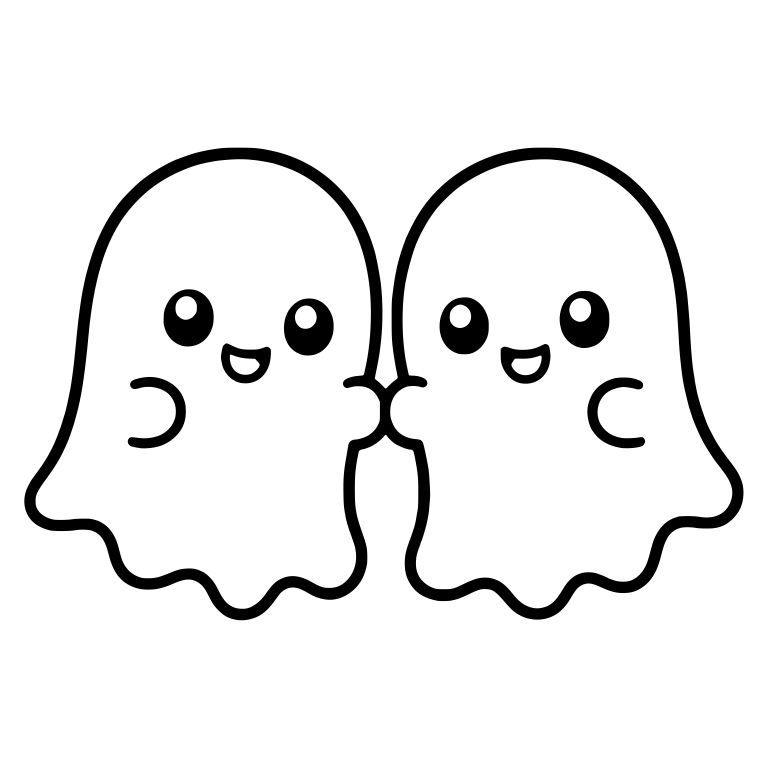 Two Kawaii Ghosts Standing Side by Side — free fantasy-creature SVG cut file