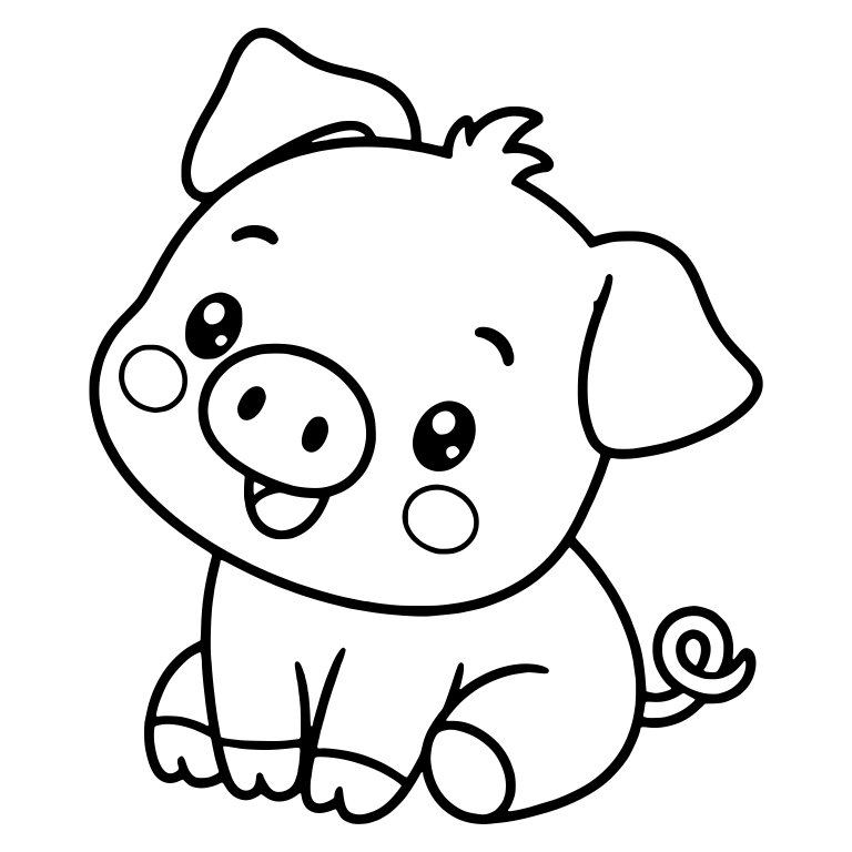 Sitting Piglet Tilting Head With Blush Cheeks — free animal SVG cut file