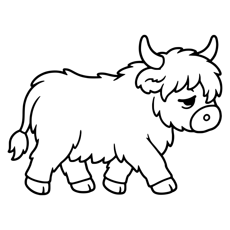 Highland Cow Walking With Head Down And Droopy Eye — free animal SVG cut file