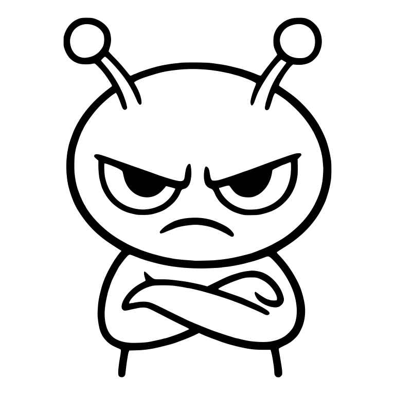 Grumpy Alien With Heavy-Lidded Eyes and Crossed Arms — free fantasy-creature SVG cut file