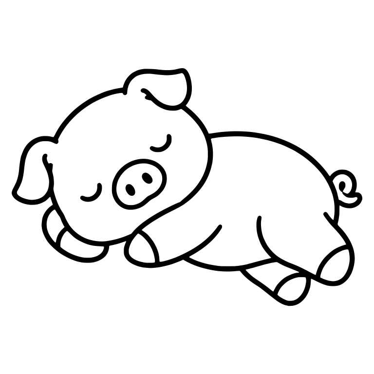 Pig Napping on Its Side with Hooves Tucked — free animal SVG cut file