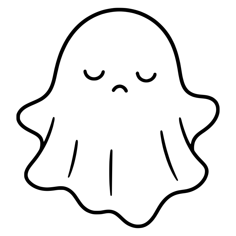 Sleepy Sheet Ghost with Arms Out and Small Frown — free fantasy-creature SVG cut file