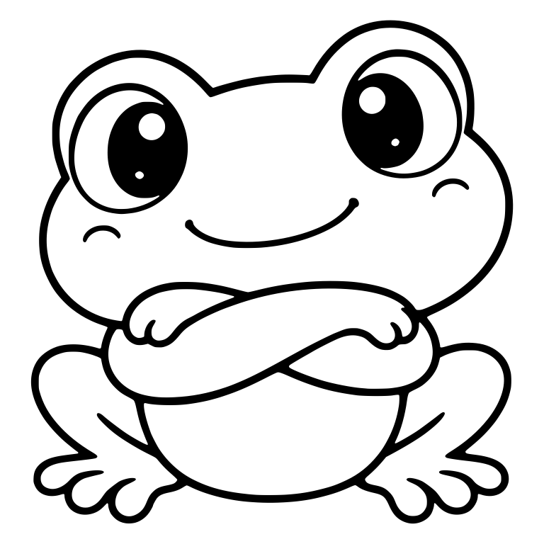 Smiling Chibi Frog With Crossed Arms — free animal SVG cut file