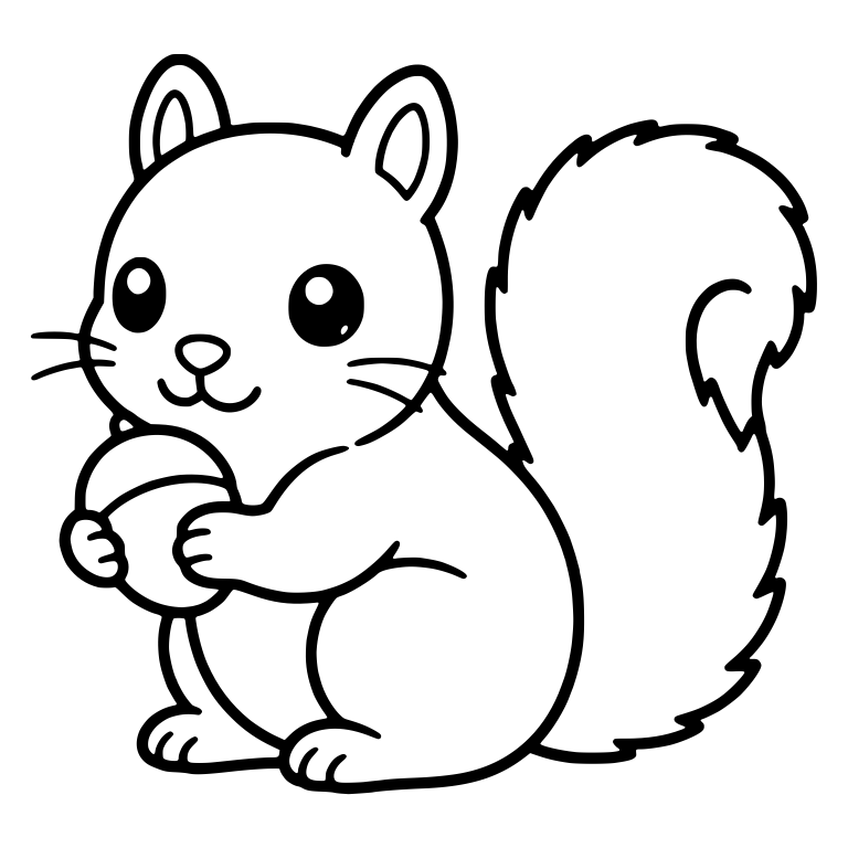 Squirrel Sitting Sideways Hugging an Acorn — free animal SVG cut file