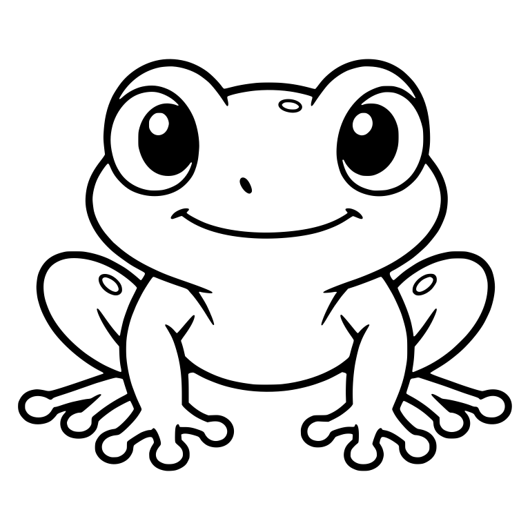 Smiling Chibi Frog Sitting Front-Facing — free animal SVG cut file