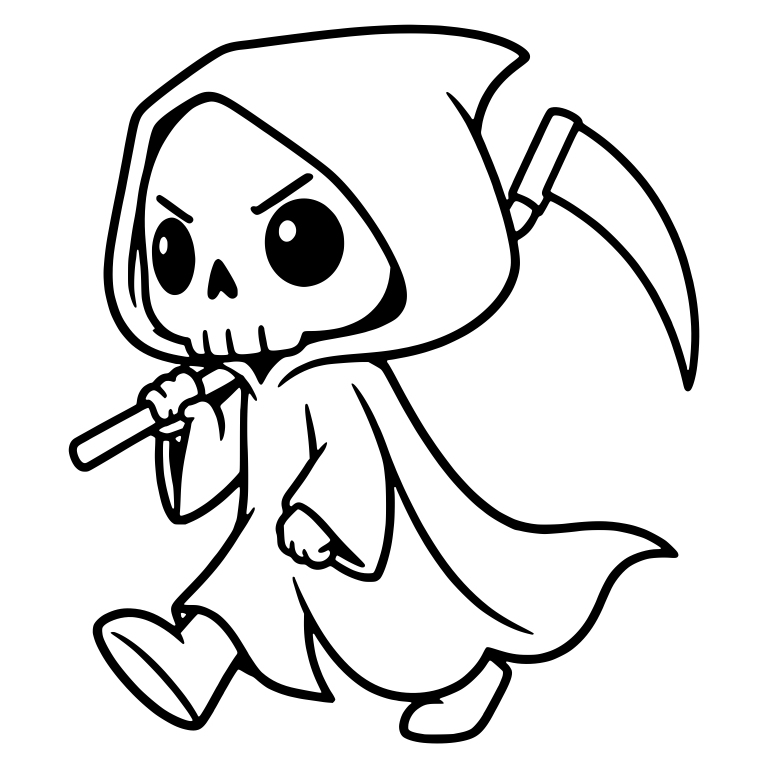 Marching Grim Reaper with Scythe on Shoulder — free characters SVG cut file