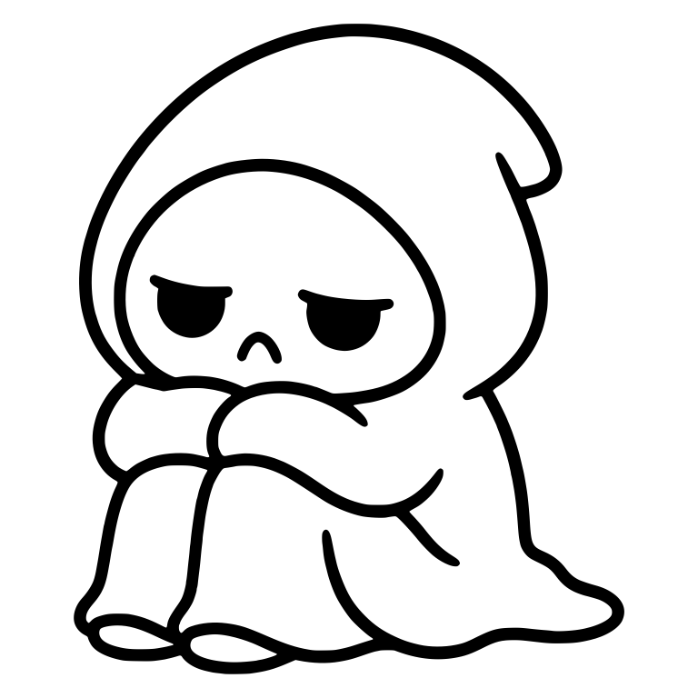 Sulking Grim Reaper Hugging Knees — free characters SVG cut file