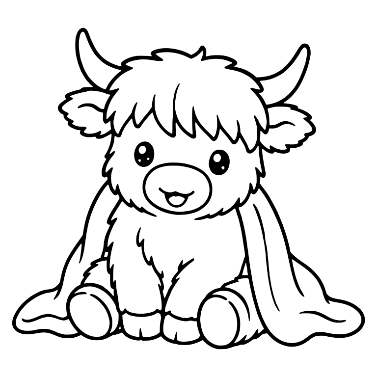 Sitting Highland Cow With Blanket Draped Behind — free animal SVG cut file