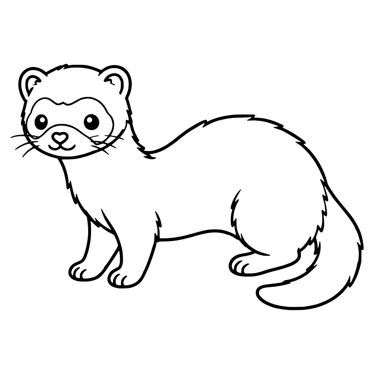 Kawaii Ferret Standing In Profile With Heart Nose — free animal SVG cut file