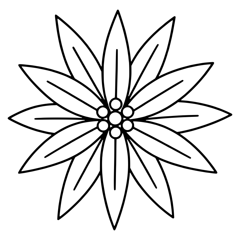Pointed Petal Flower with Round Bead Center — free floral SVG cut file