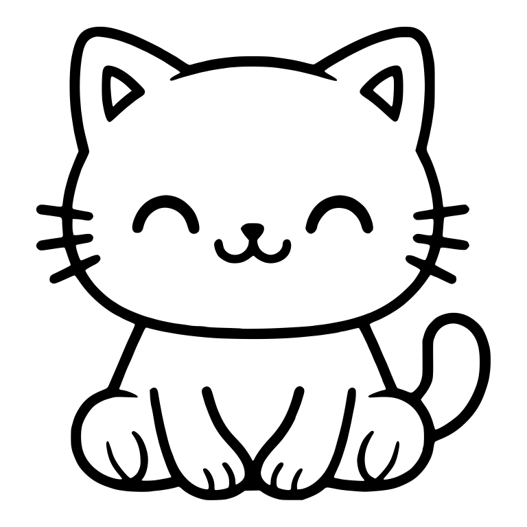 Happy Kawaii Cat With Closed Smiling Eyes — free animal SVG cut file