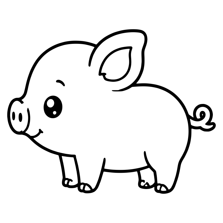 Side View Piglet Standing With Curly Tail and Tiny Hooves — free animal SVG cut file