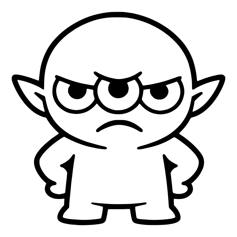 Grumpy Three-Eyed Alien With Pointy Ears — free fantasy-creature SVG cut file