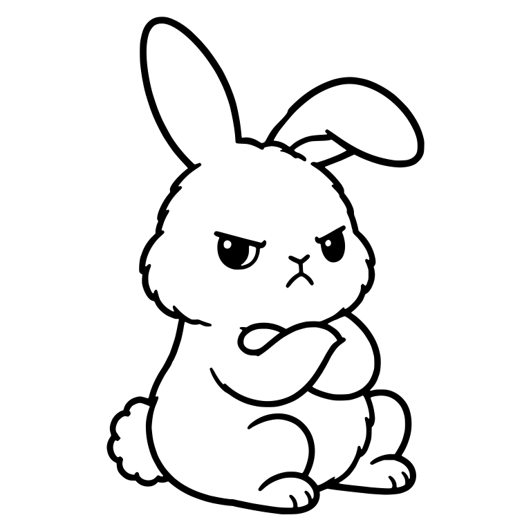 Grumpy Bunny With Crossed Arms and One Folded Ear — free animal SVG cut file