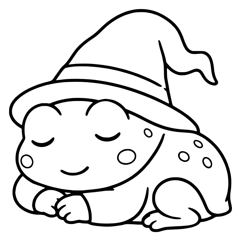 Sleeping Frog Curled Up Under a Big Pointy Hat — free animal SVG cut file