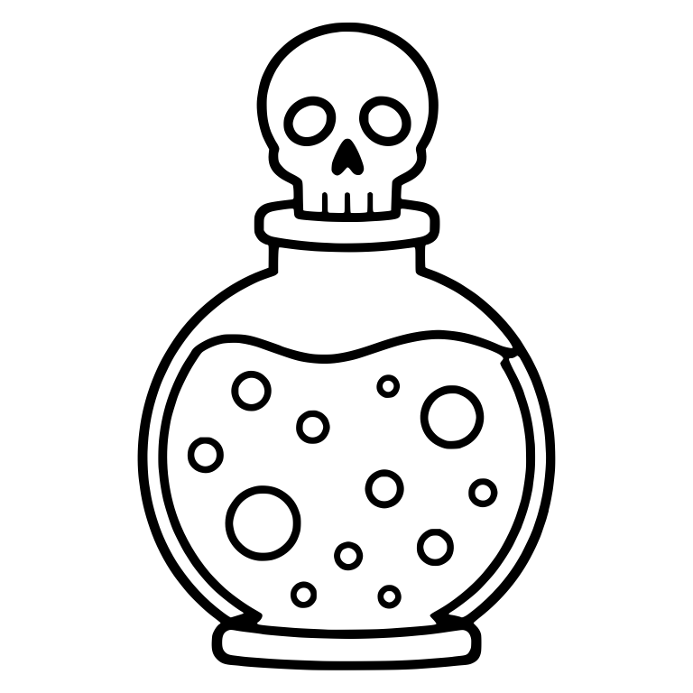 Skull Stopper on Round Bubbling Flask — free objects SVG cut file