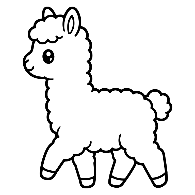 Walking Llama Cria in Profile With Pom-Pom Tail — free animal SVG cut file
