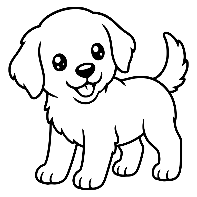 Standing Golden Retriever Puppy with Perky Tail — free animal SVG cut file