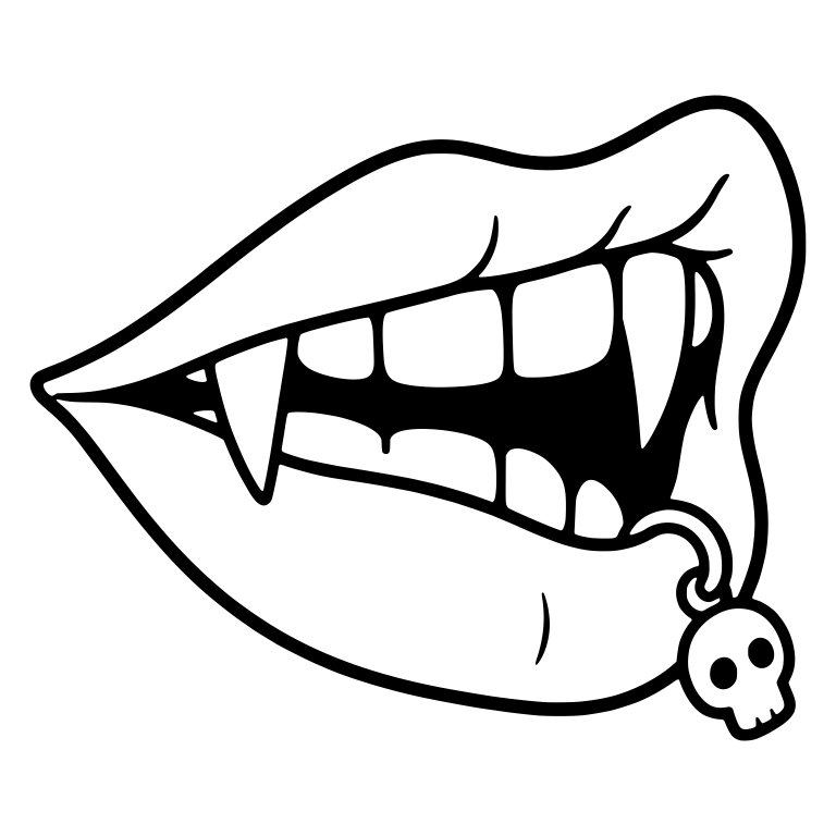 Side-Angle Vampire Mouth With Skull Hoop Piercing — free fantasy-creature SVG cut file
