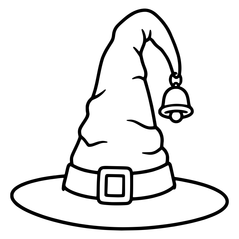 Tall Witch Hat with Dangling Bell and Square Buckle — free objects SVG cut file