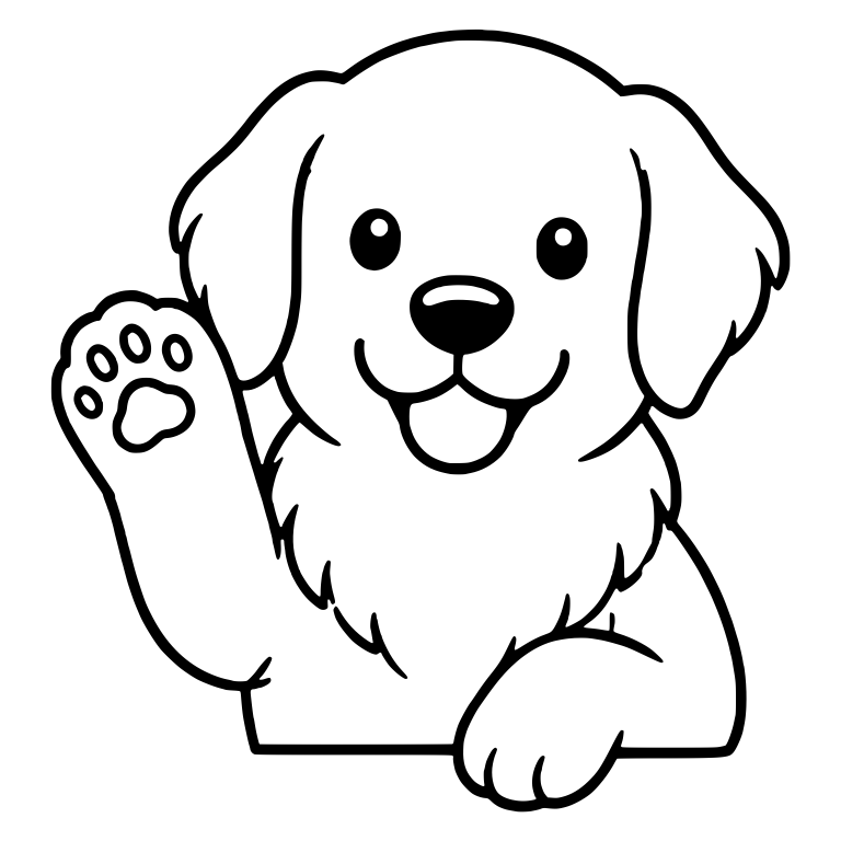 Golden Retriever Puppy Waving Over a Ledge — free animal SVG cut file