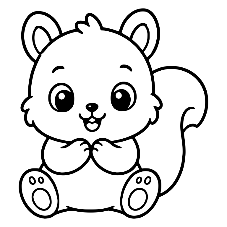Sitting Squirrel with Round Ears and Paws Together — free animal SVG cut file