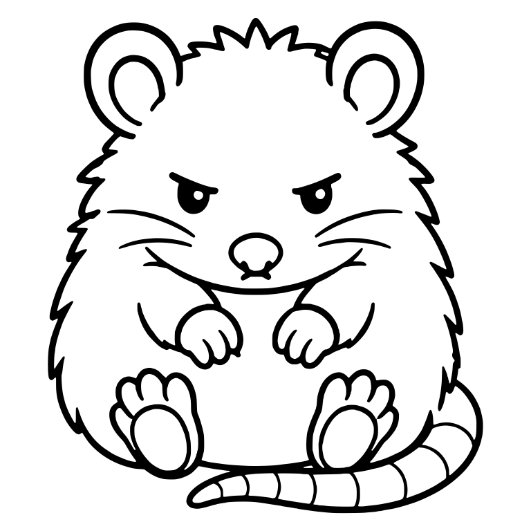 Round Grumpy Opossum Sitting With a Smirk — free animal SVG cut file