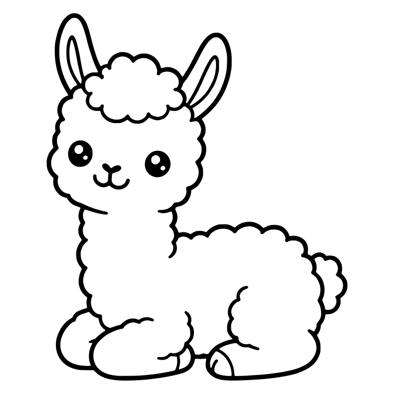 Resting Llama Cria With Tall Ears and Round Head Tuft — free animal SVG cut file