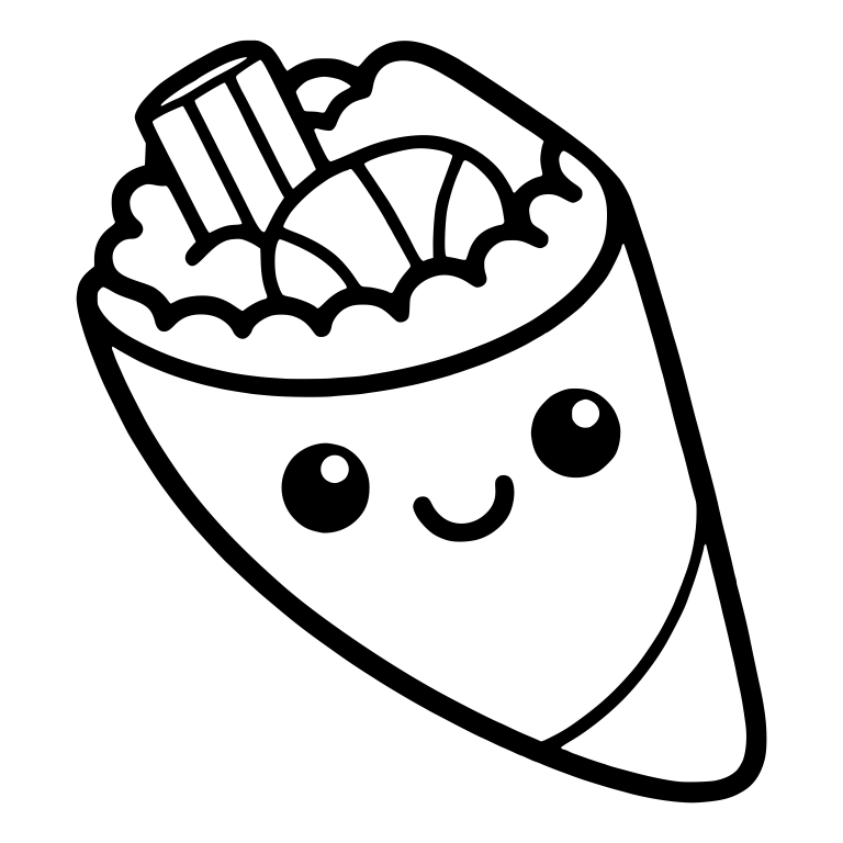 Tilted Hand Roll With Shrimp Slice and Veggie Stick — free food SVG cut file