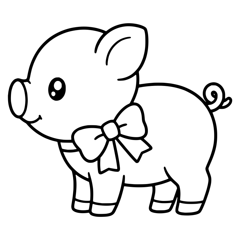 Side View Piglet with Big Neck Bow — free animal SVG cut file