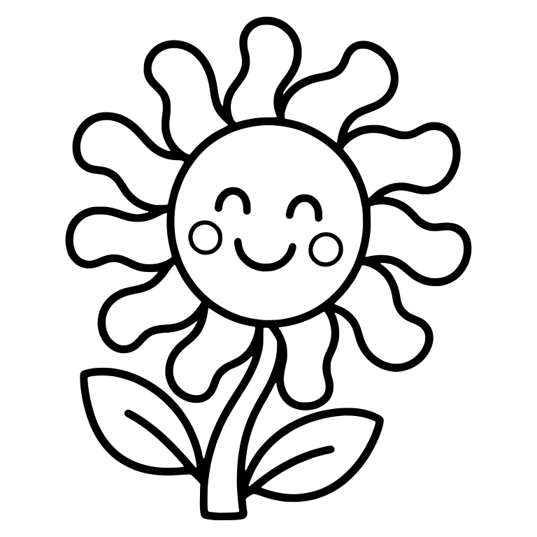 Groovy Wavy Petal Flower With Happy Face — free floral SVG cut file