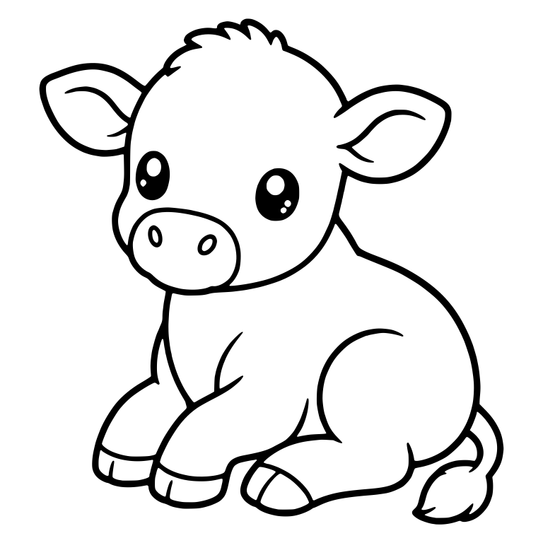 Sitting Calf With Head Turned And Big Ears — free animal SVG cut file