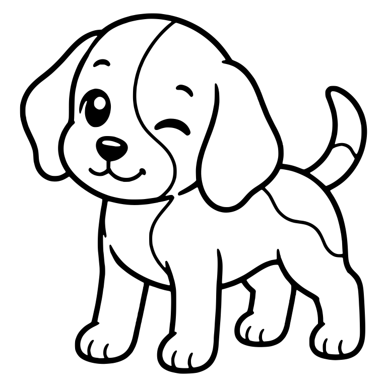 Standing Winking Beagle Puppy With Spotted Tail — free animal SVG cut file
