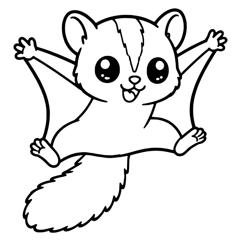 Head-Striped Flying Squirrel Gliding With Big Fluffy Tail — free animal SVG cut file