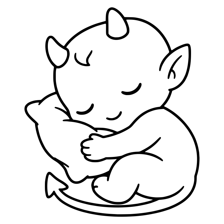 Sleeping Baby Devil Hugging a Pillow — free fantasy-creature SVG cut file