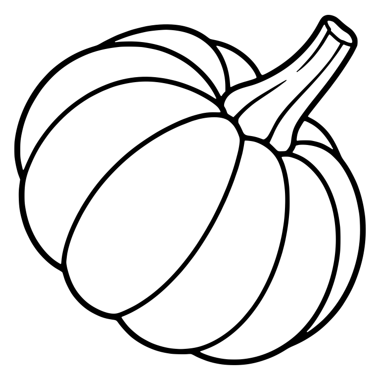 Tilted Pumpkin with Slim Ridged Stem Pointing Up Right — free floral SVG cut file