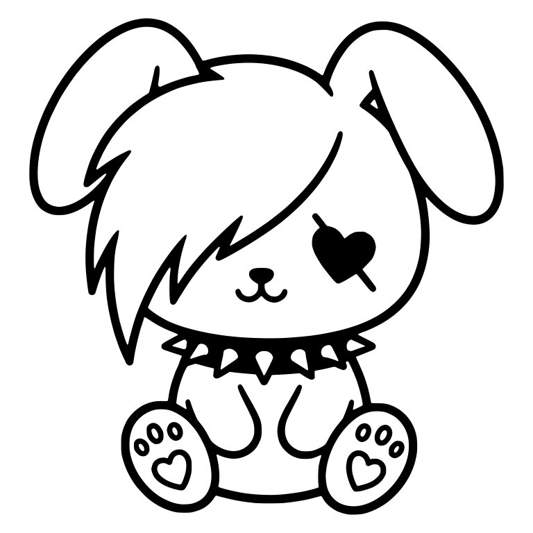Emo Bunny With Heart Eye Patch And Spiked Collar — free animal SVG cut file