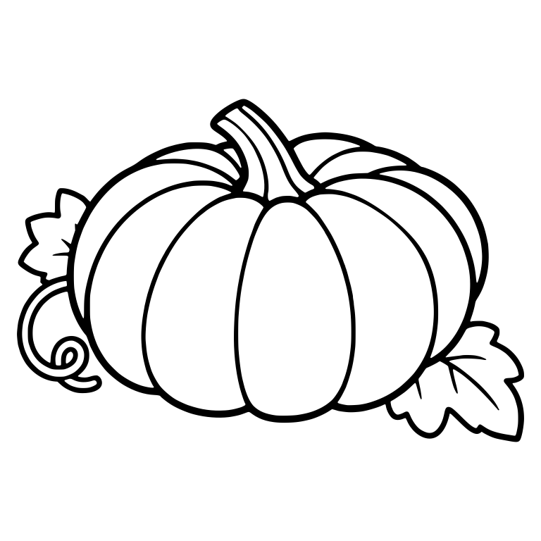 Wide Pumpkin With Leaves and Spiral Tendril — free floral SVG cut file