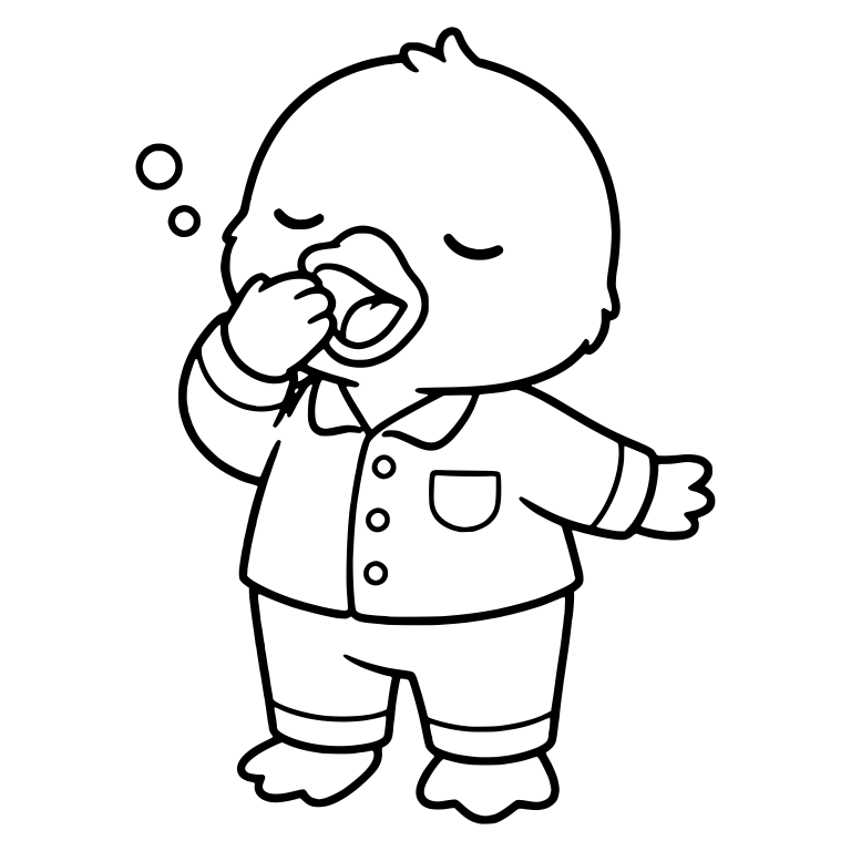 Yawning Duckling in Button Pajamas With Pocket — free animal SVG cut file