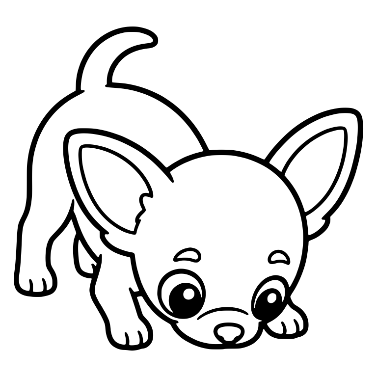Chihuahua Puppy Sniffing the Ground With Tail Up — free animal SVG cut file