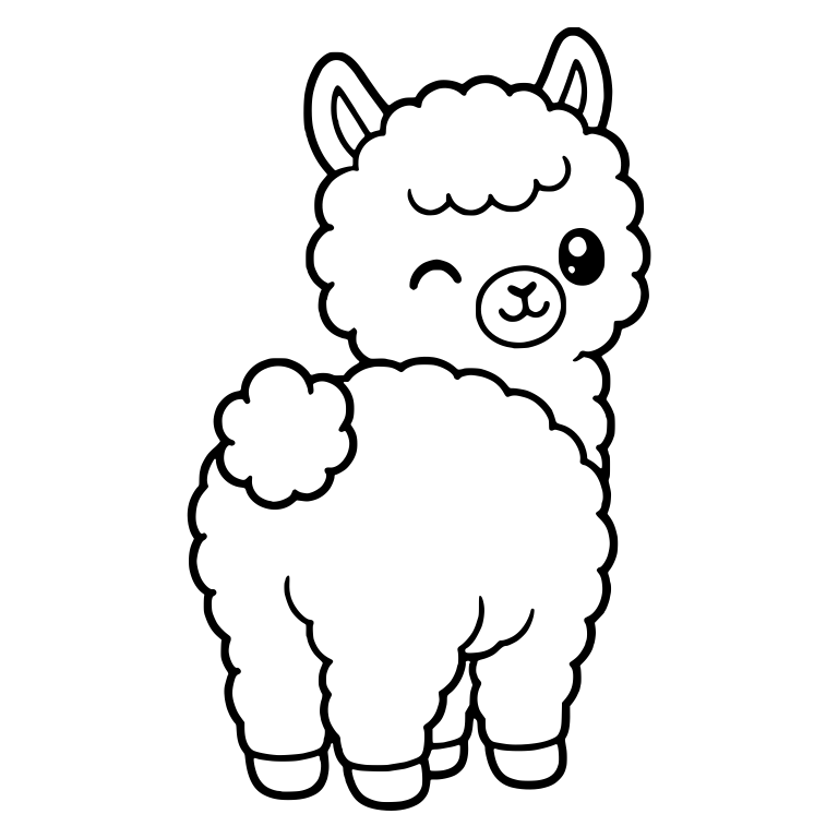 Winking Woolly Llama Cria Looking Back Over Shoulder — free animal SVG cut file