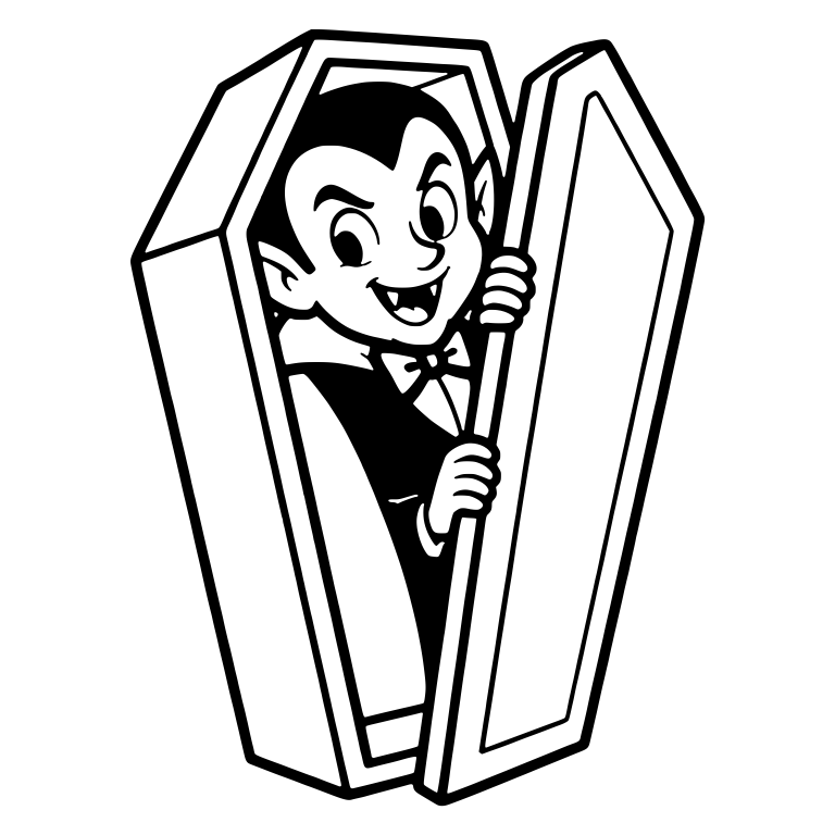 Vampire Peeking Out of Open Coffin — free fantasy-creature SVG cut file