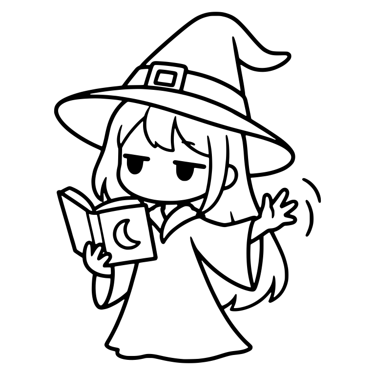 Bored Witch Reading Spellbook With Hand Raised Mid Spell — free characters SVG cut file