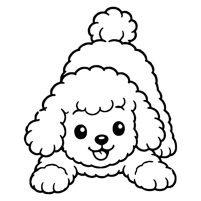 Playful Toy Poodle Puppy in a Front-Facing Play Bow — free animal SVG cut file