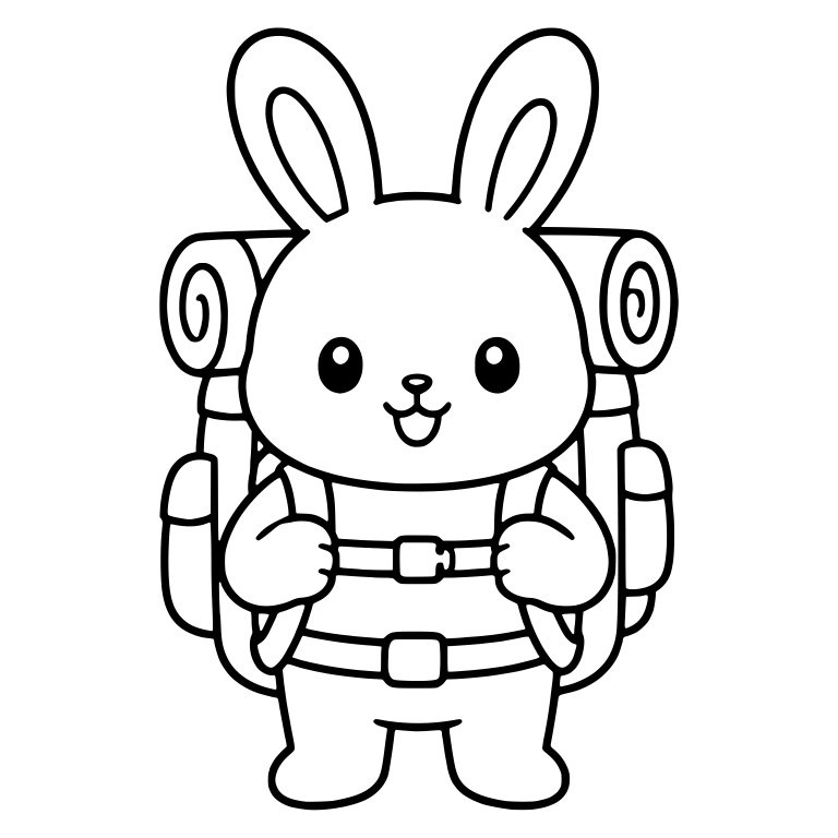 Backpacker Bunny with Rolled Bedrolls and Straps — free animal SVG cut file