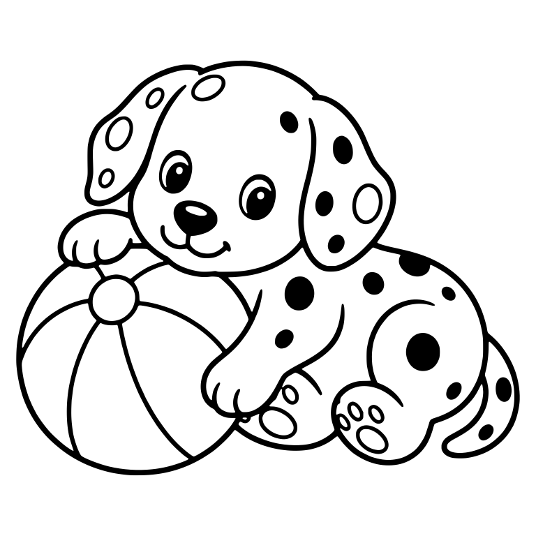 Dalmatian Puppy Lying with Paw on Beach Ball — free animal SVG cut file